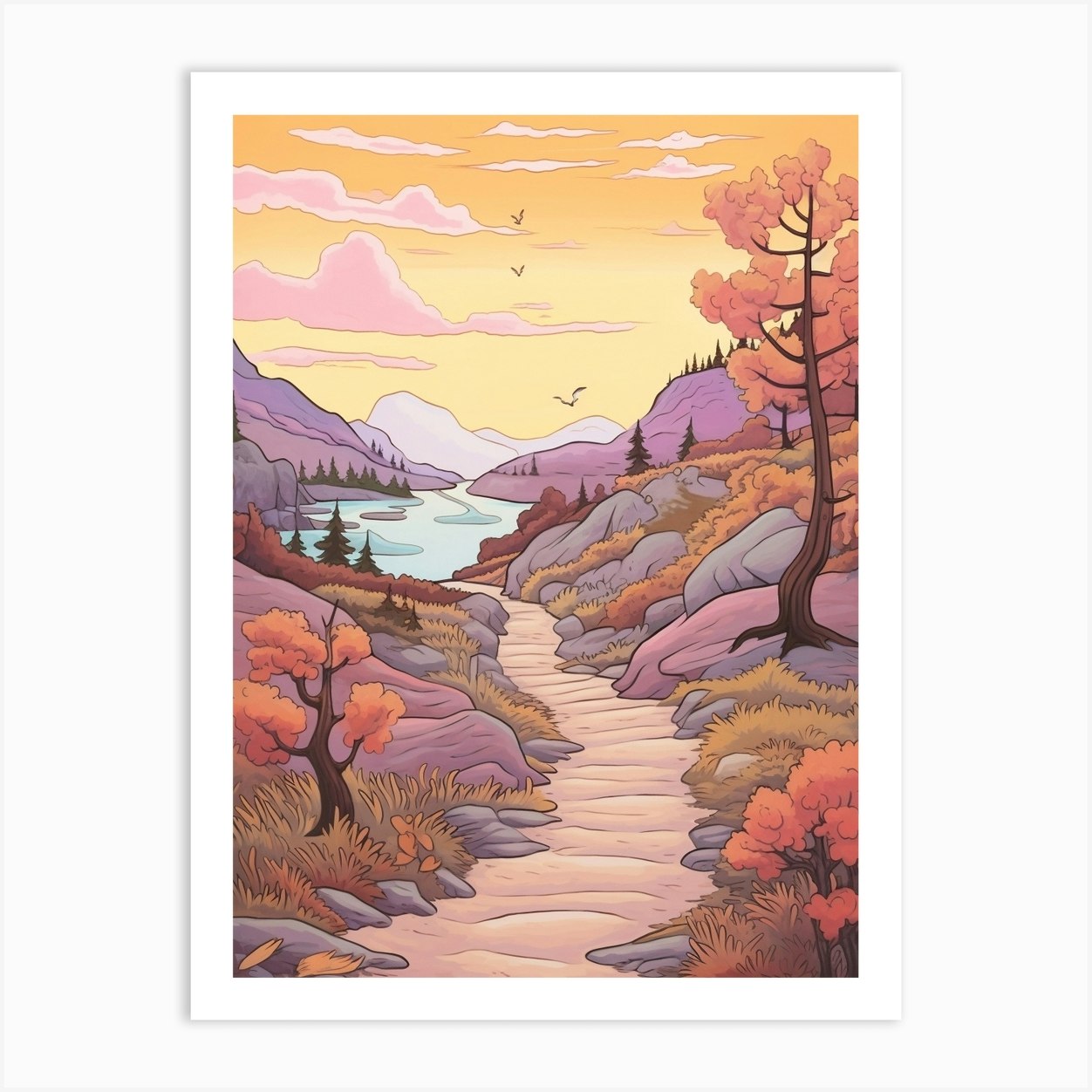 Long Range Traverse Canada 3 Hike Illustration Art Print by WanderWall ...