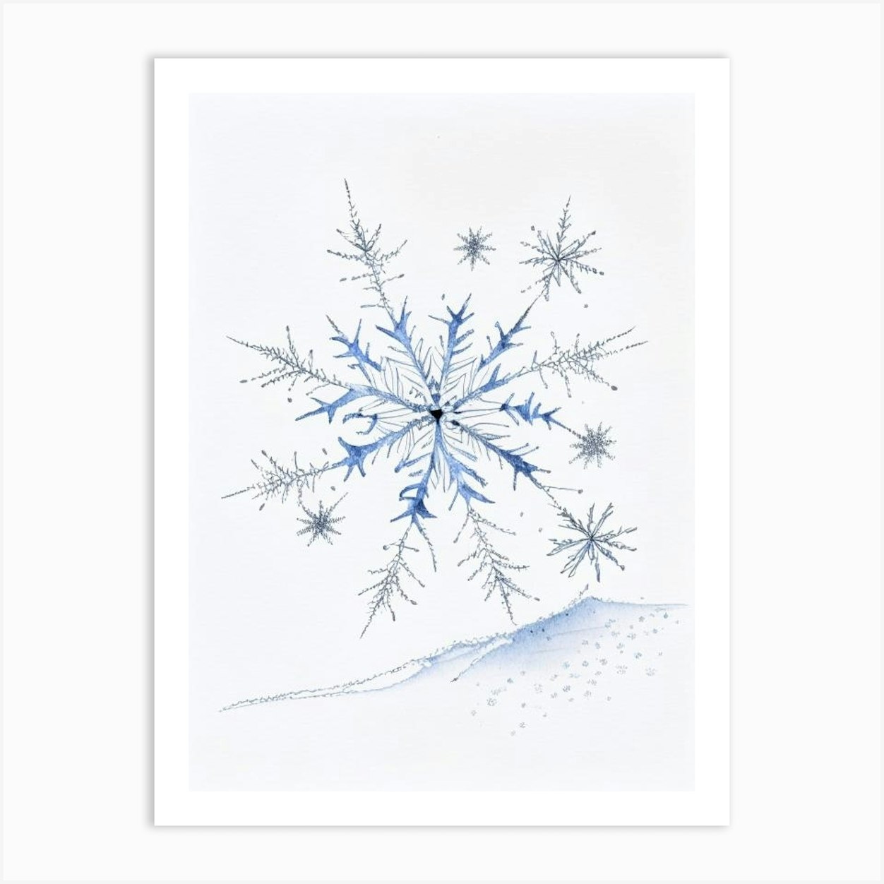 Fragile, Snowflakes, Pencil Illustration 1 Art Print by Frost & Frame - Fy