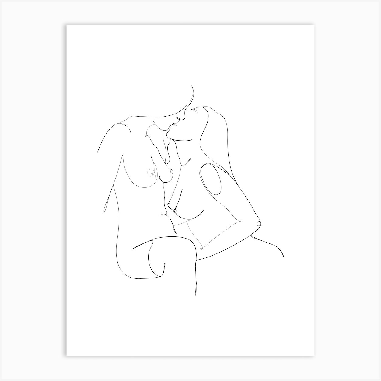 Two Nudes Kissing Art Print By Tinteriaprint Fy