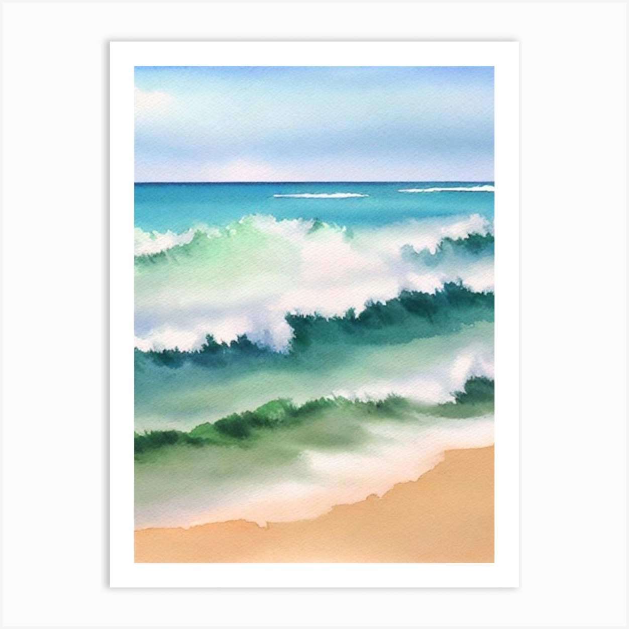 Currumbin Beach 3, Australia Watercolour Art Print by Sand & Surf ...