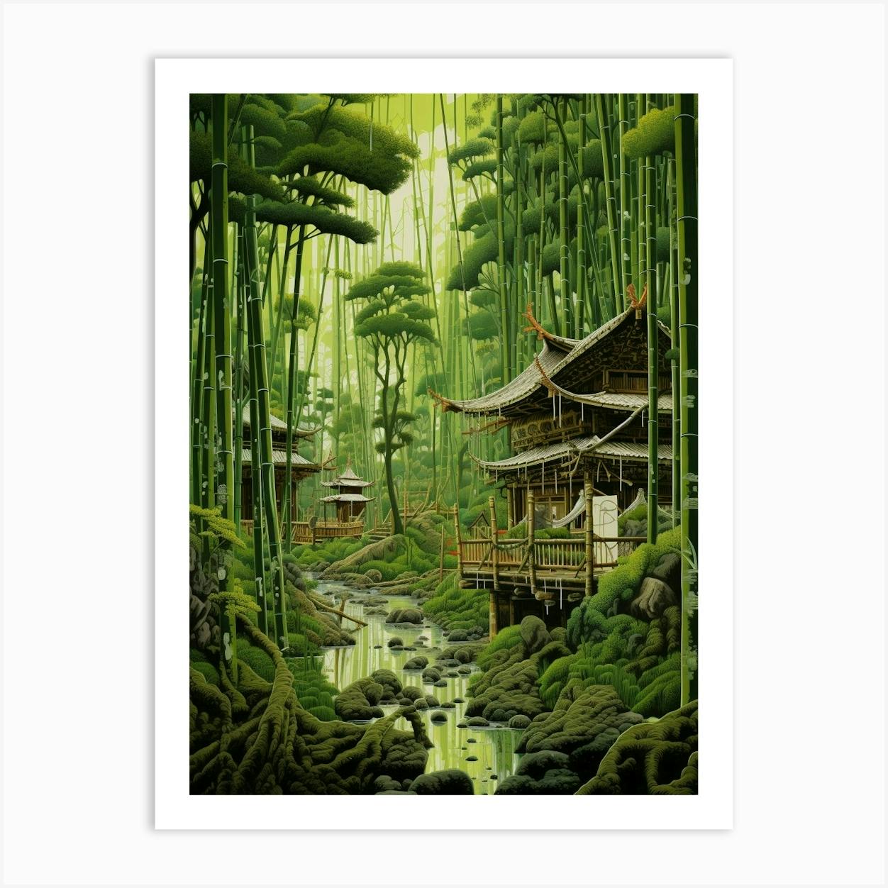 Bamboo Forest | Framed poster | Wall art | Watercolor painting | Poster Art | Archival Print | Japanese cheapest Purple Art | Nursery | ZuskaArt