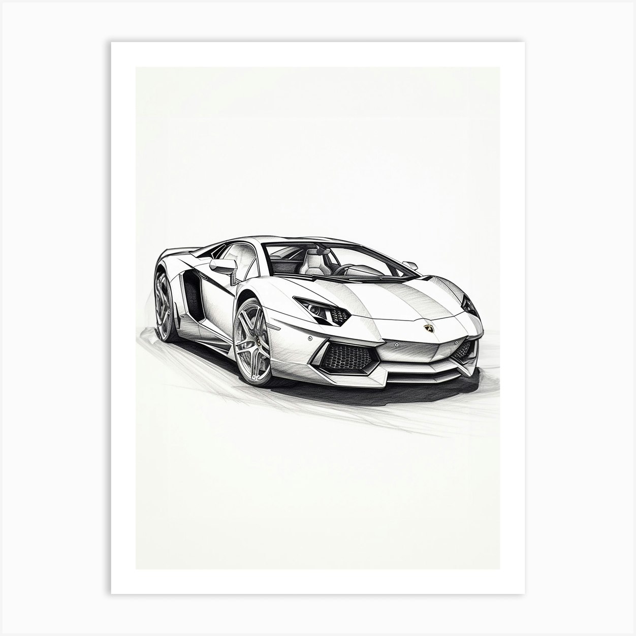 Lamborghini Aventador Line Drawing 13 Art Print by RetroRides Gallery - Fy