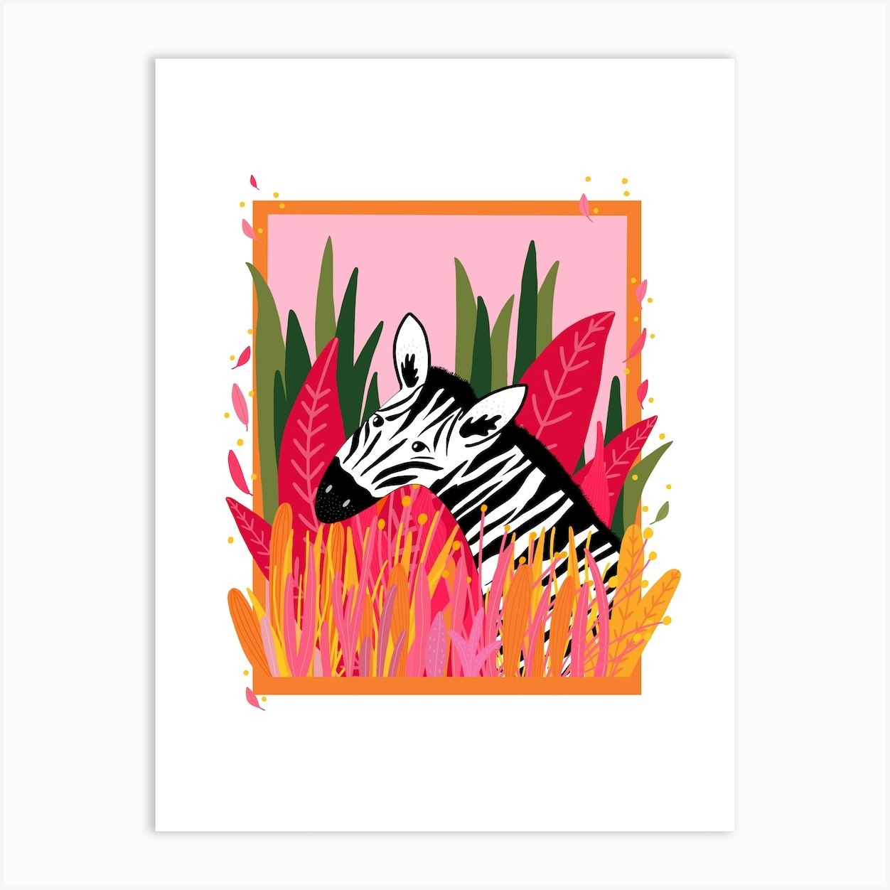 Pink Zebra Art Print by Niamh Illustrates Fy