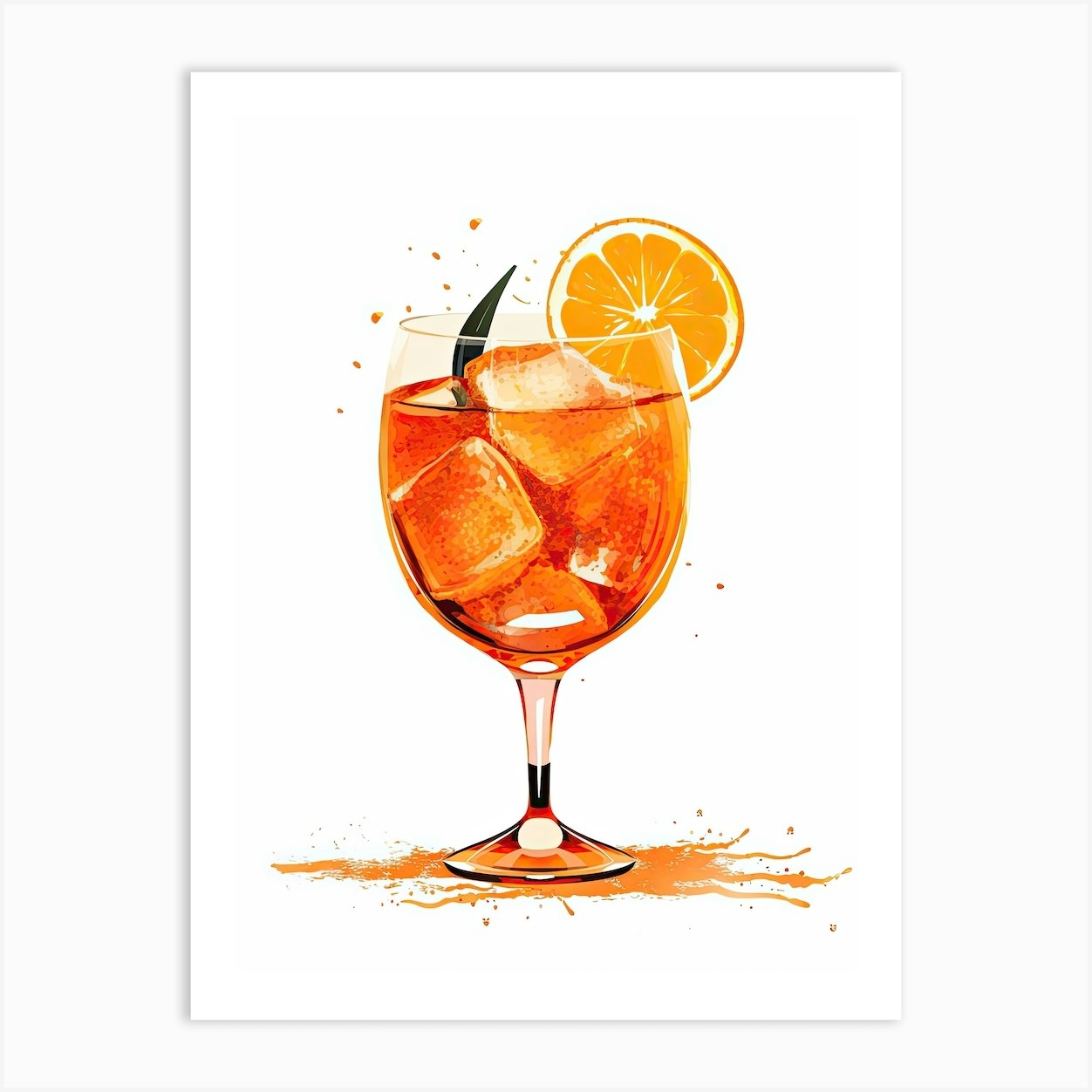 Watercolour Aperol Spritz Floral Infusion Cocktail 6 Art Print By 