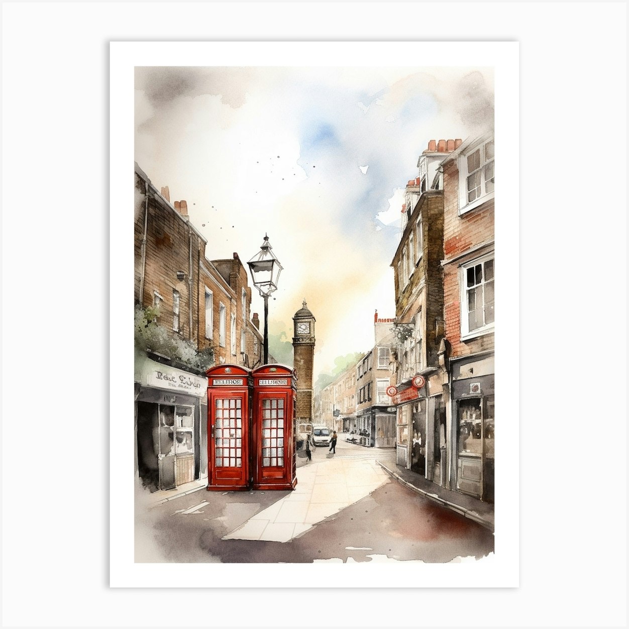 Romford London Neighborhood, Watercolour 3 Art Print by Cityscape Art