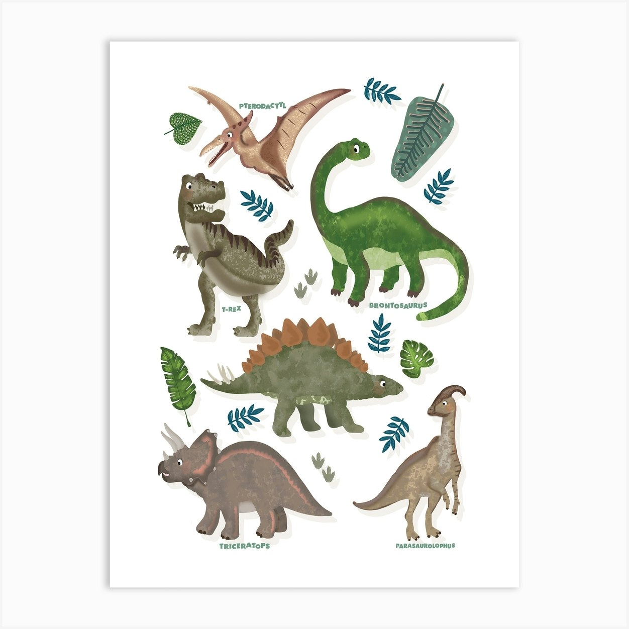 Dino Squad Art Print by Athelea Grey - Fy