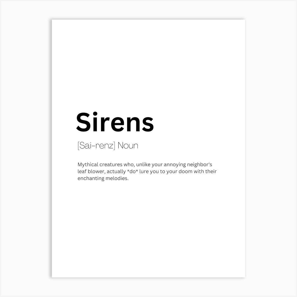 Sirens Definition Meaning Art Print by Kaigozen - Fy