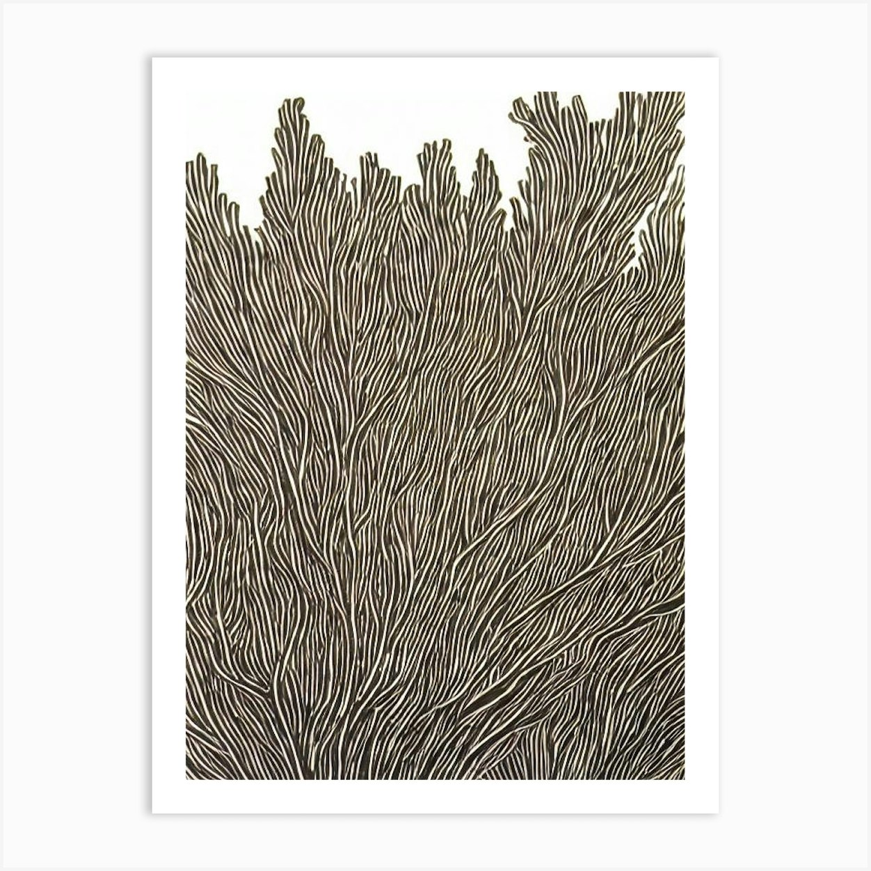 Corals Linocut Art Print by Sea Life Prints - Fy