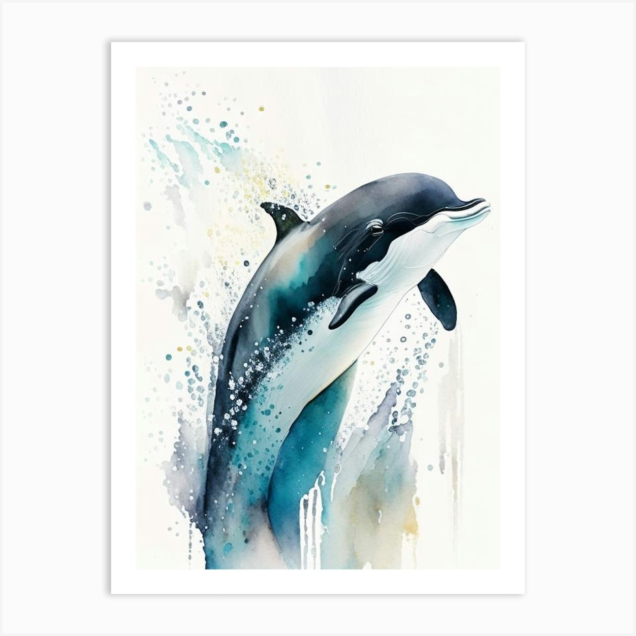 Commerson S Dolphin Storybook Watercolour (1) Art Print by The Fish ...