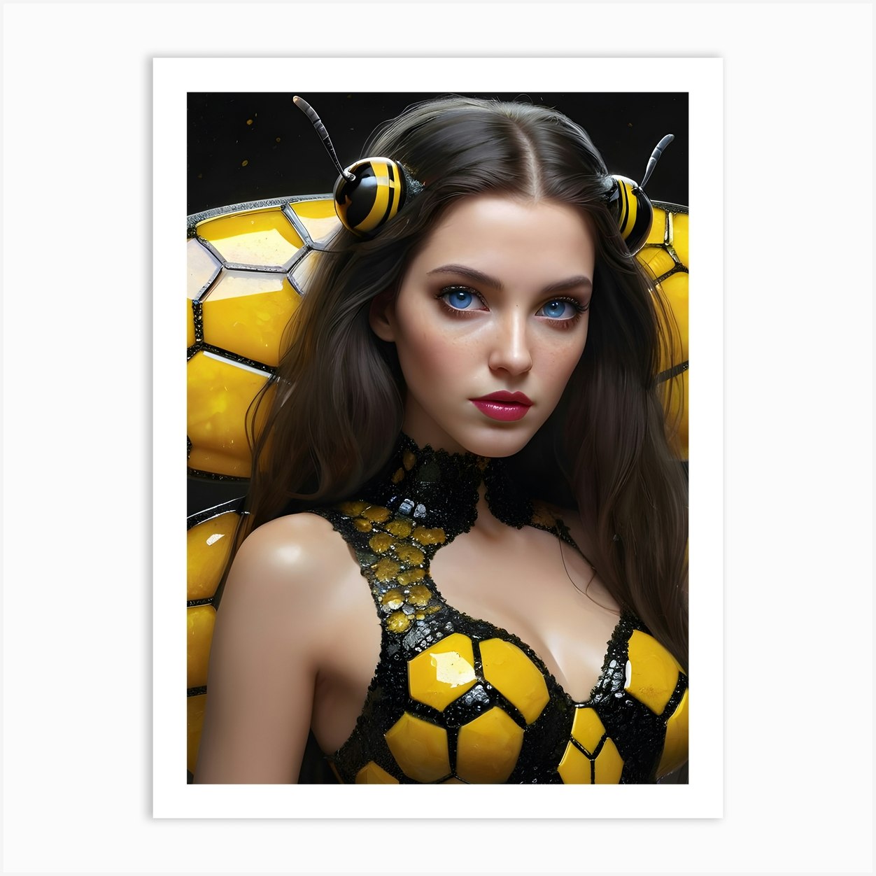 Bumblebee Queen Portrait Of A Beautiful Woman Poster Art Print By The