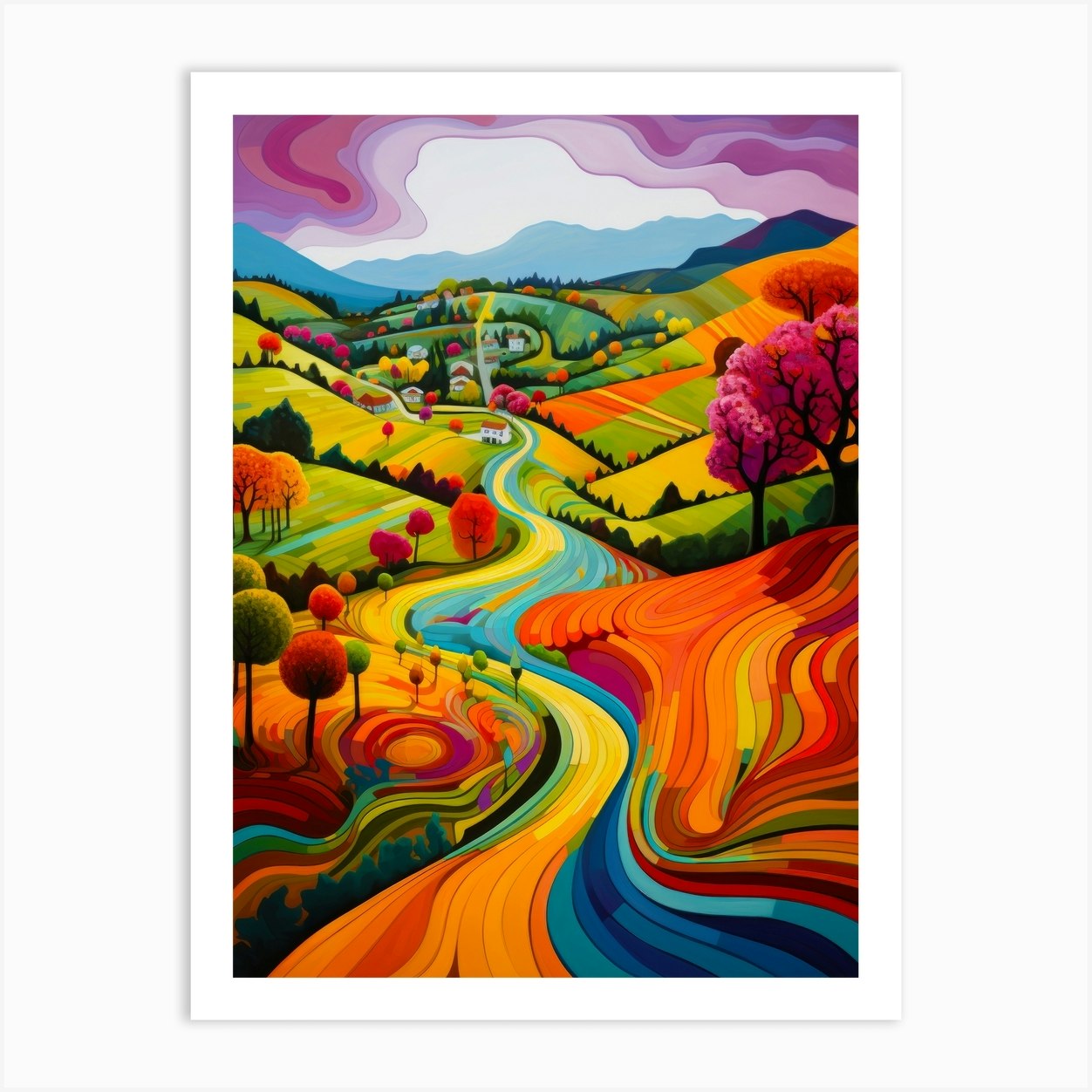 Bold Lines English Countryside Art Print by Simon Knutson - Fy