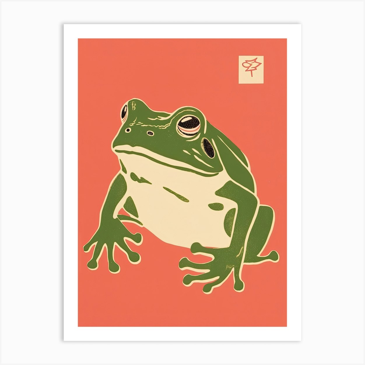 Frog Unimpressed, Matsumoto Hoji Inspired Japanese Green And Pink 3 Art ...