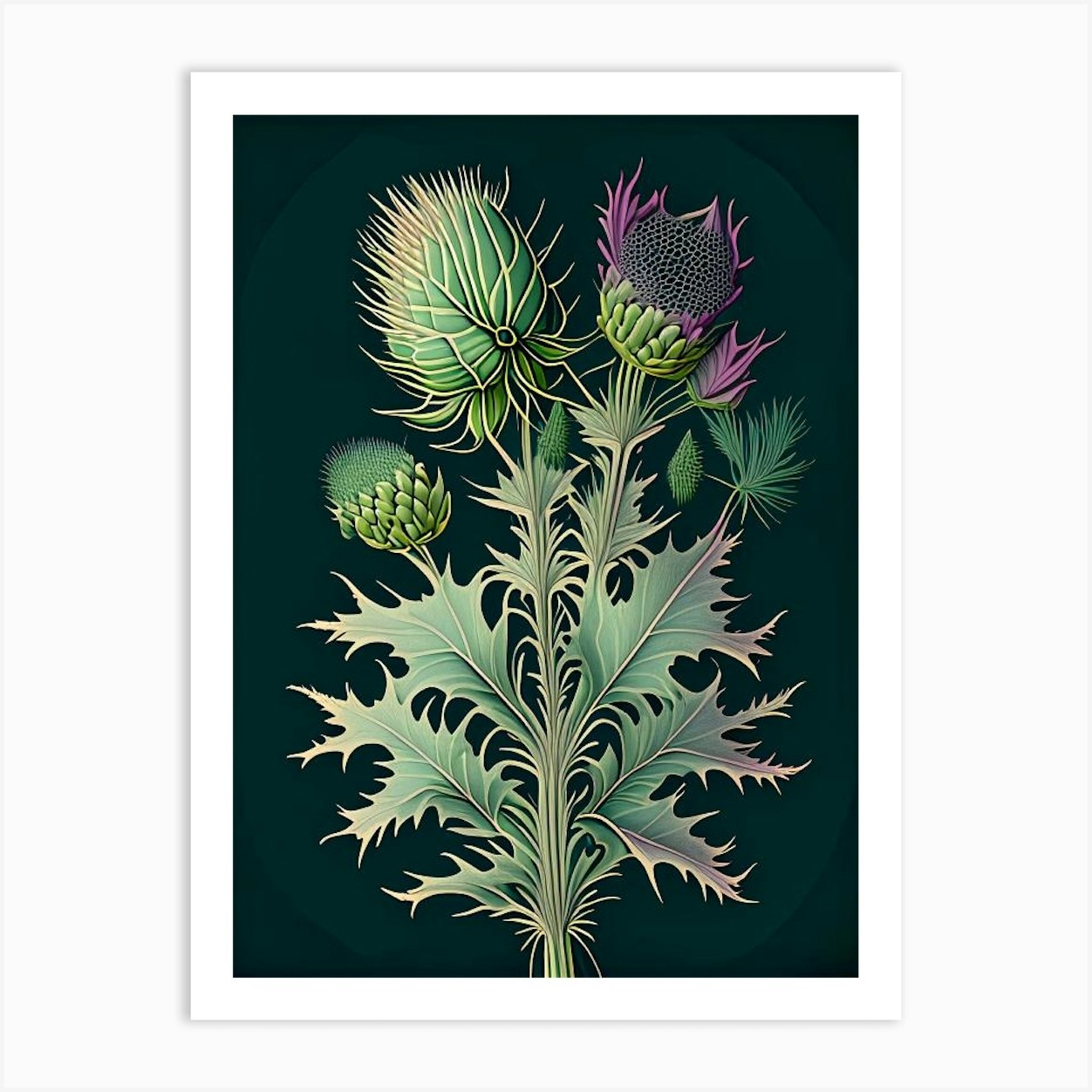 Milk Thistle Herb Vintage Botanical Art Print By Herbaceous Hues Fy