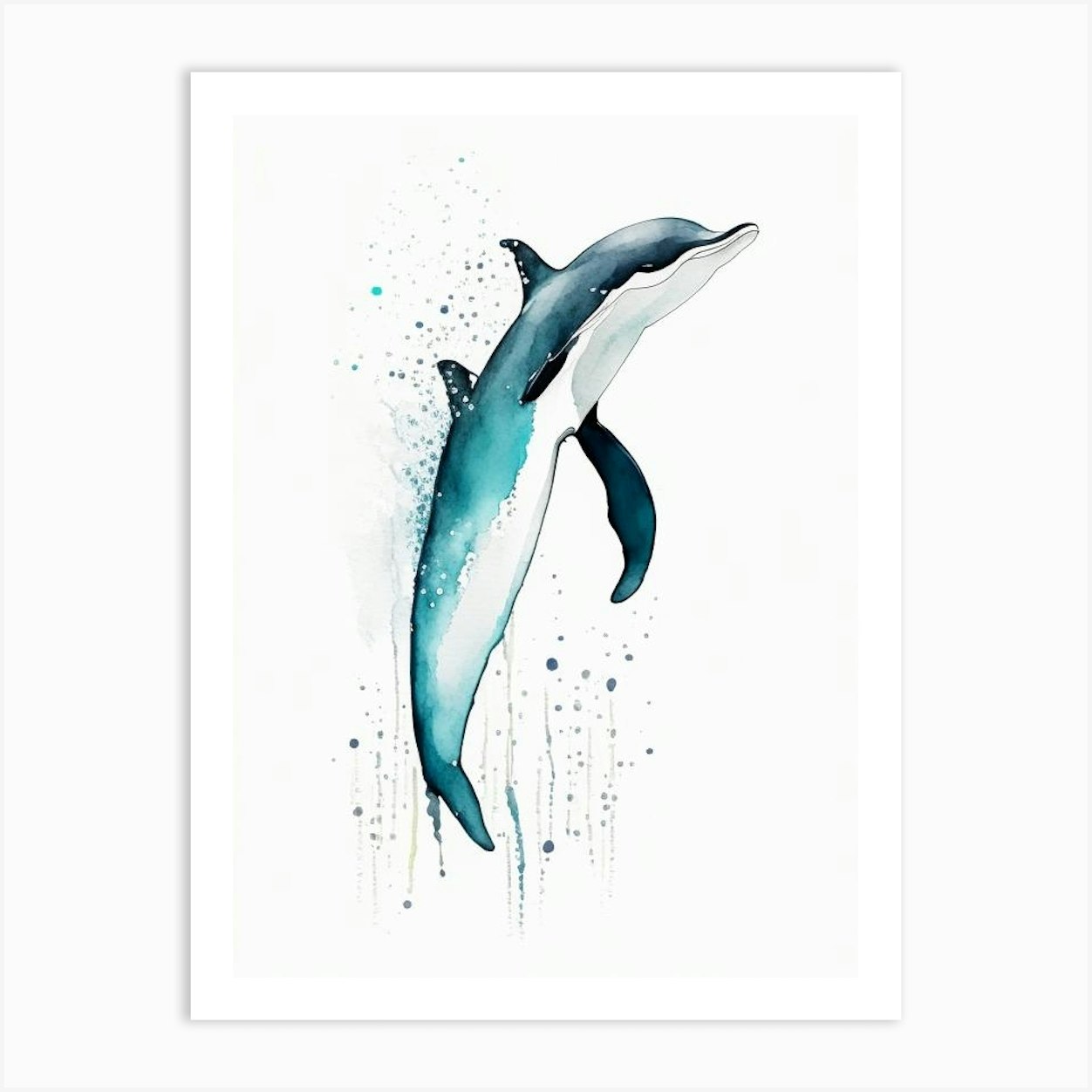 Hourglass Dolphin Minimilist Watercolour (5) Art Print by The Fish ...