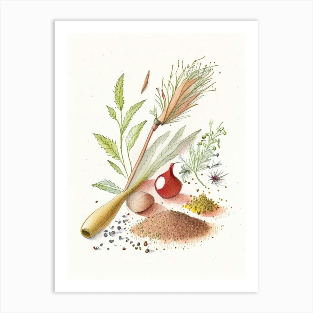 Mace Spices And Herbs Pencil Illustration 4 Art Print by Herbaceous