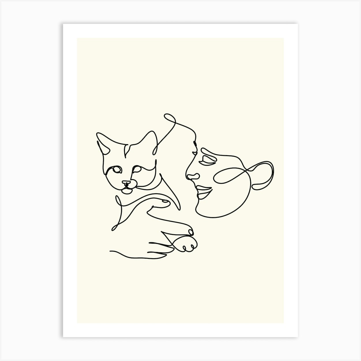 Cat Lover Print Art Print By Onelineprint Fy 6901