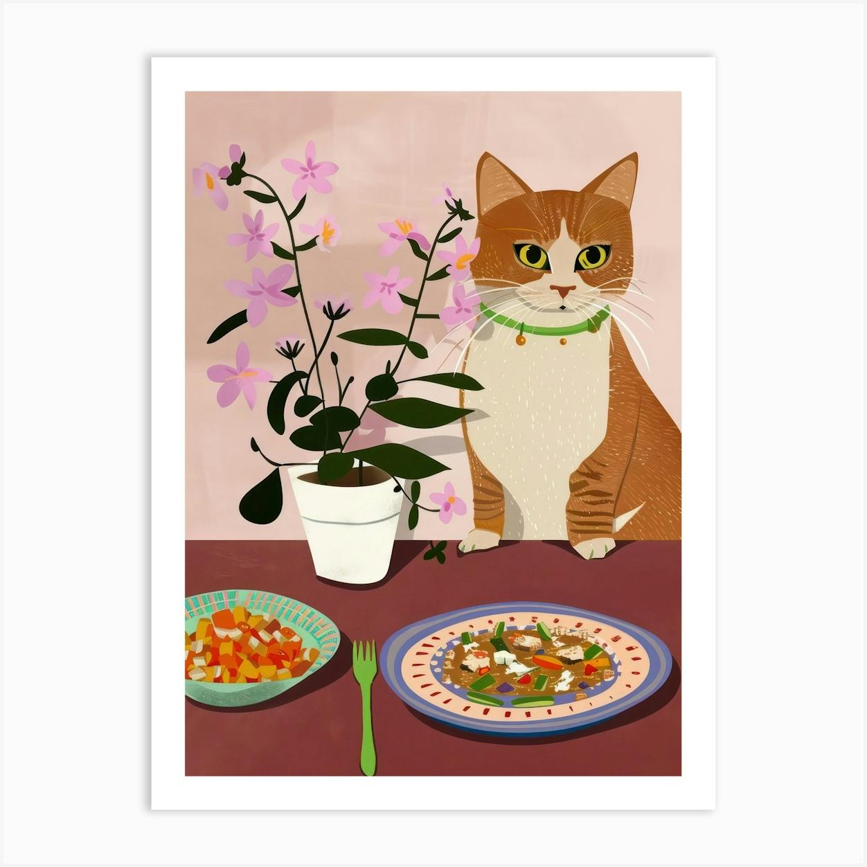 Cat And Mexican Food 3 Art Print