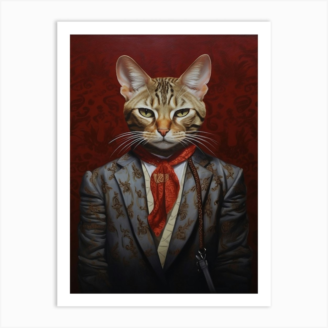 Gangster Cat Ocicat Art Print by Woof and Whiskers - Fy