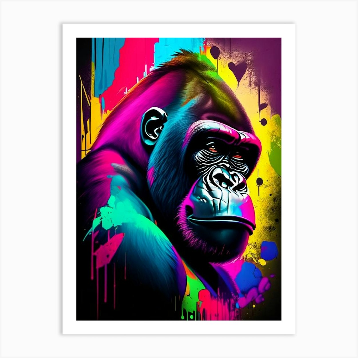 Gorilla In Front Of Graffiti Wall Gorillas Tattoo 1 Art Print by ...