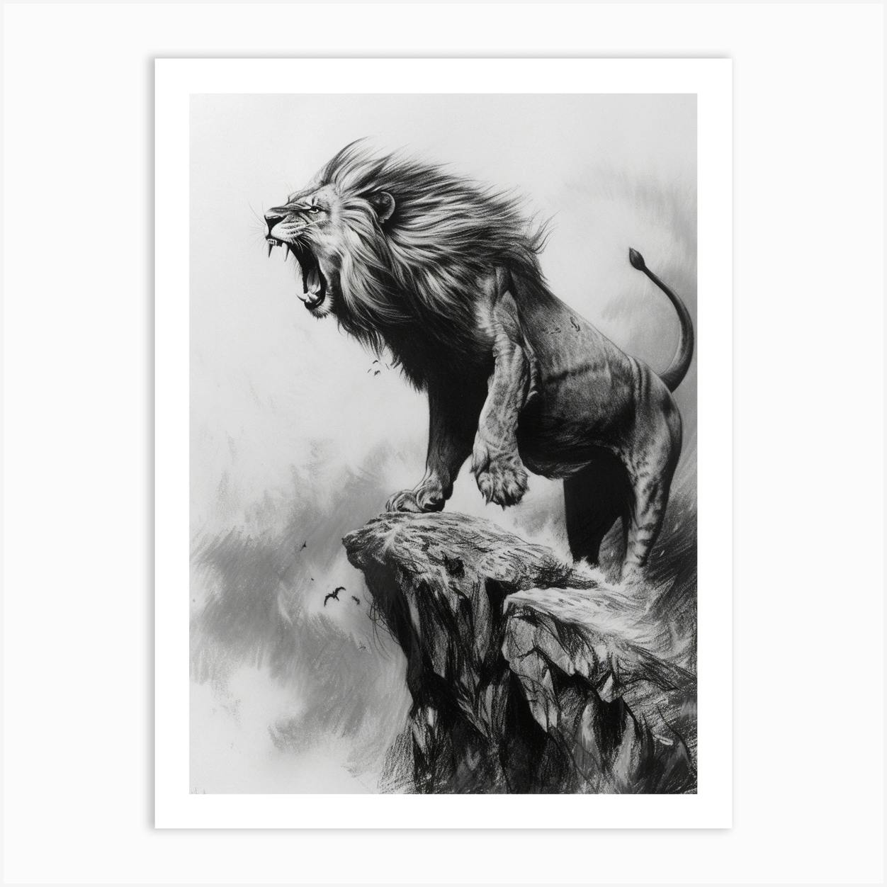 Brave Limited outlets Edition Charcoal Lion Drawing Print