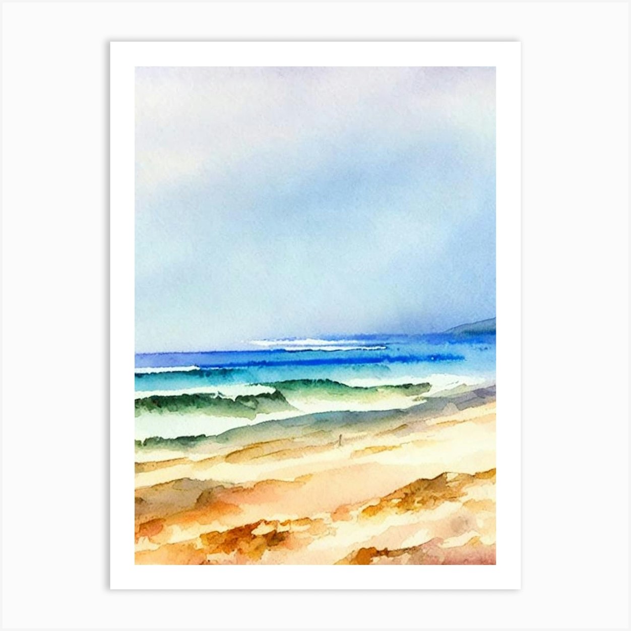 Colva Beach 4, Goa, India Watercolour Art Print By Sand & Surf Prints - Fy