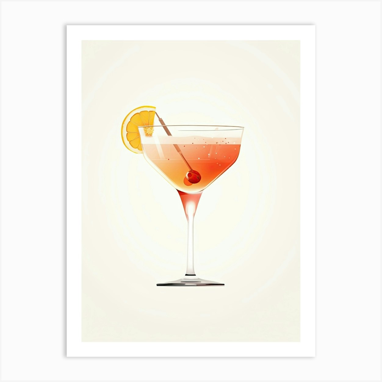 Watercolour Bellini Floral Infusion Cocktail 4 Art Print By Artful 