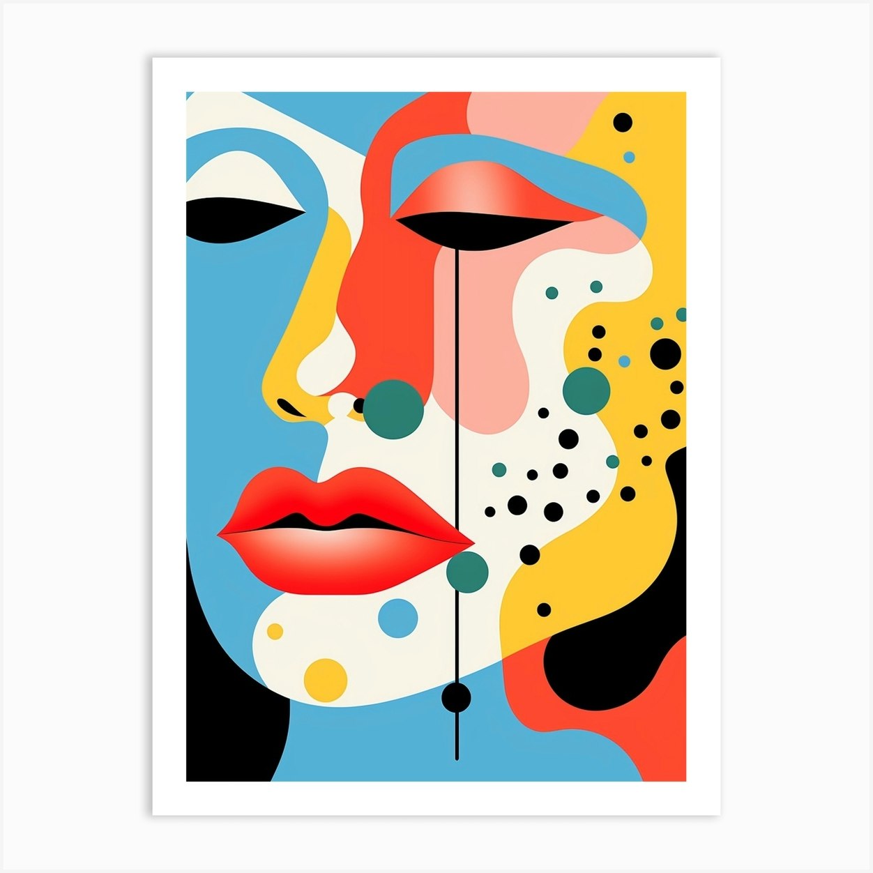 Gradient Abstract Geometric Face Art Print by Essence Lines Fy