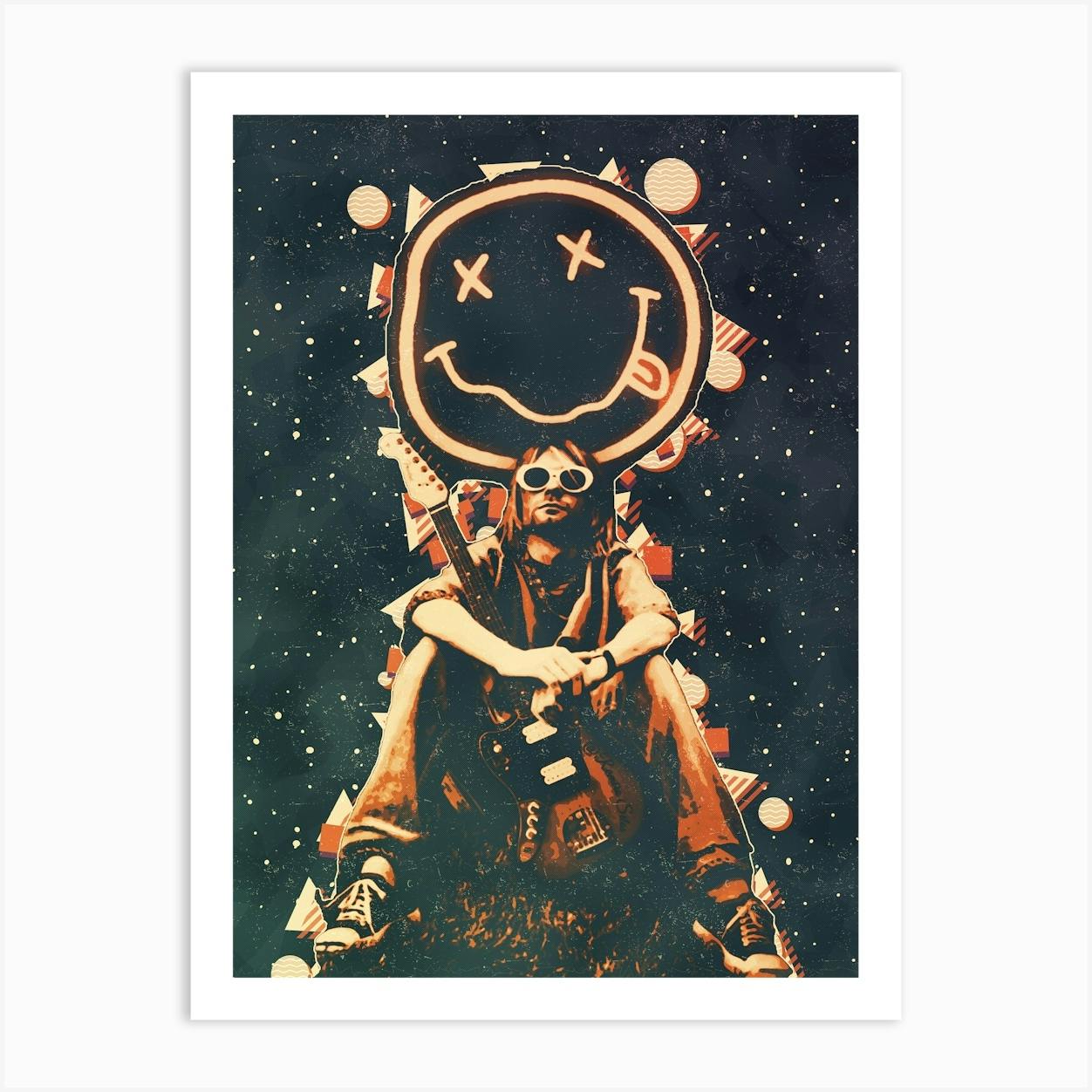 Smiley Face Nirvana kurt cobain Art Print by music soul - Fy