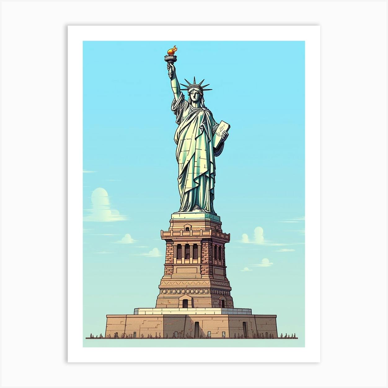 Statue Of Liberty Pixel Art 2 Art Print by PixelPerfect - Fy