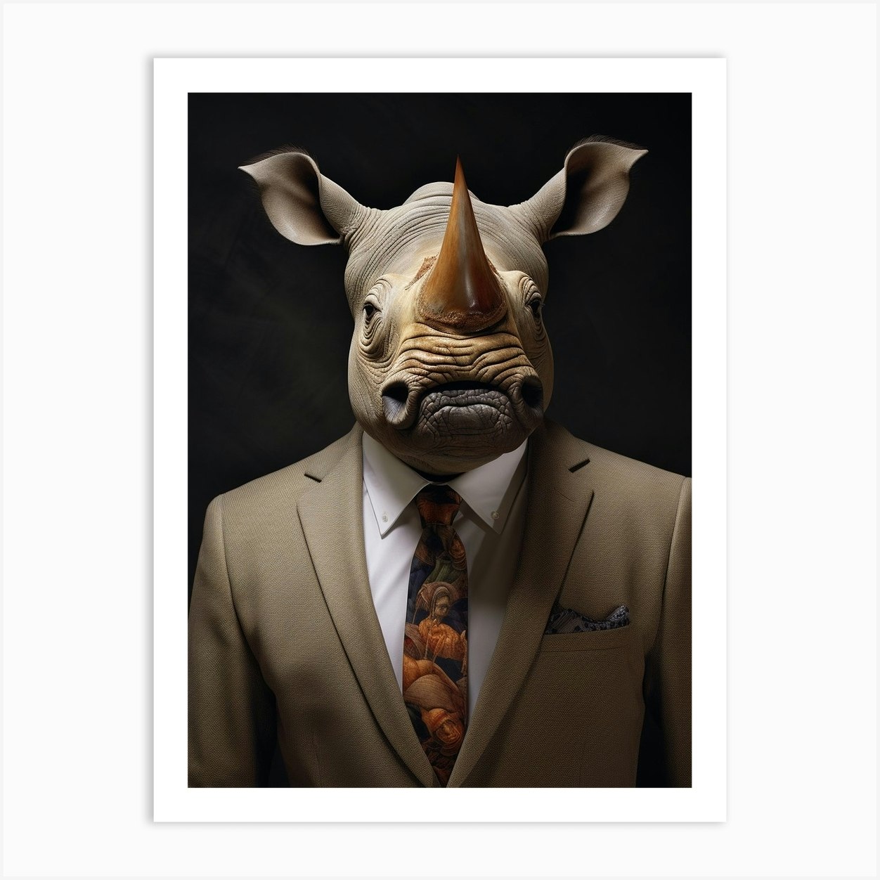 Rhinoceros Wearing A Suit 1 Art Print by AfricanWild Strokes - Fy