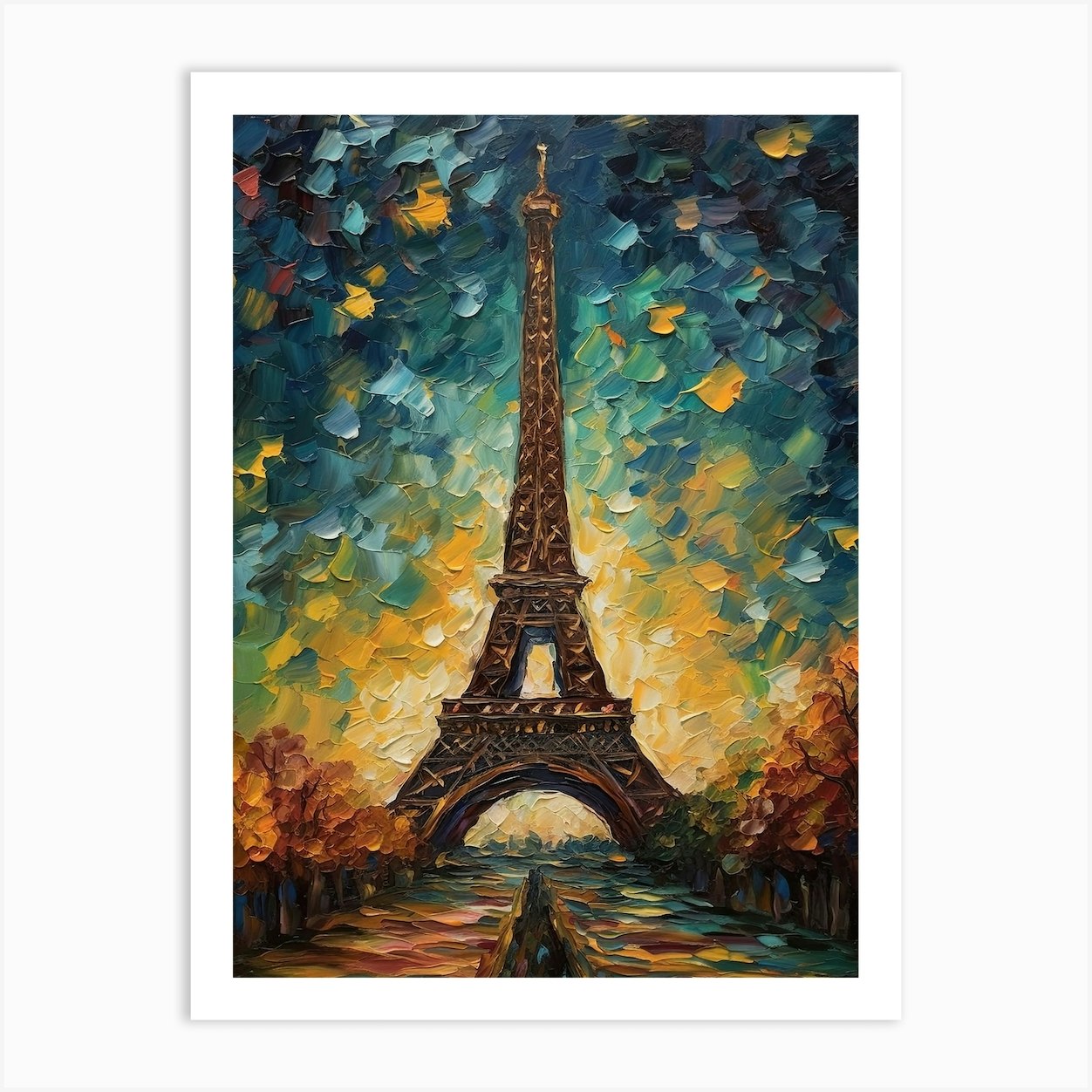 Eiffel Tower Paris France Vincent Van Gogh Style 26 Art Print by Fusion ...