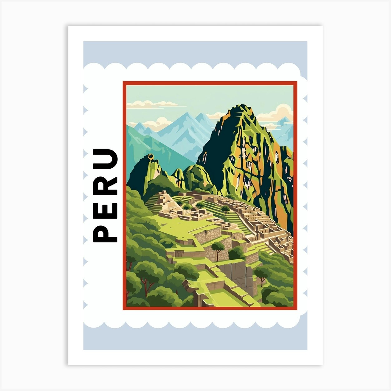 Peru Travel Stamp Poster Art Print By Wanderwall Prints - Fy