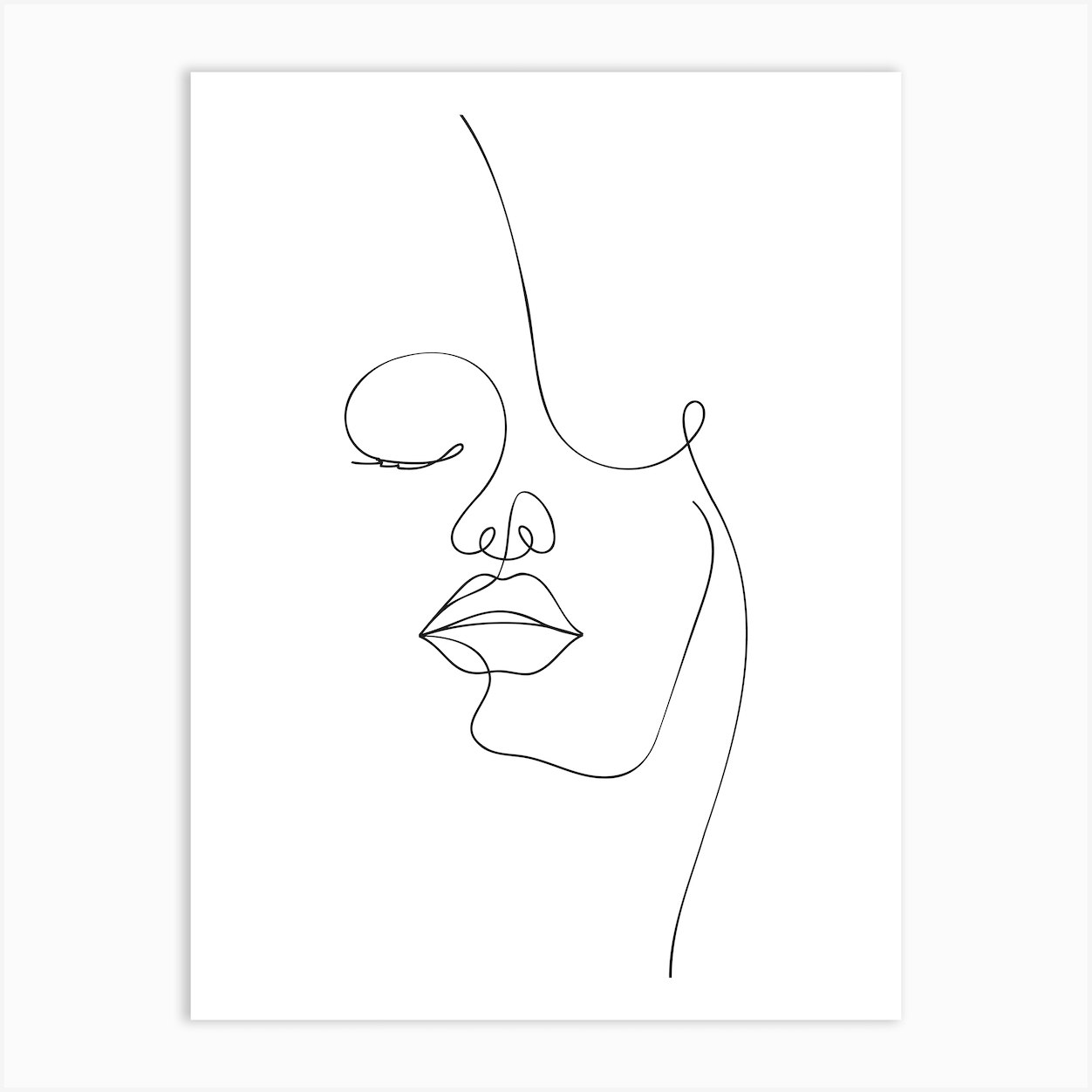 One Line Drawing Of A Woman'S Face Art Print by Tinteriaprint - Fy