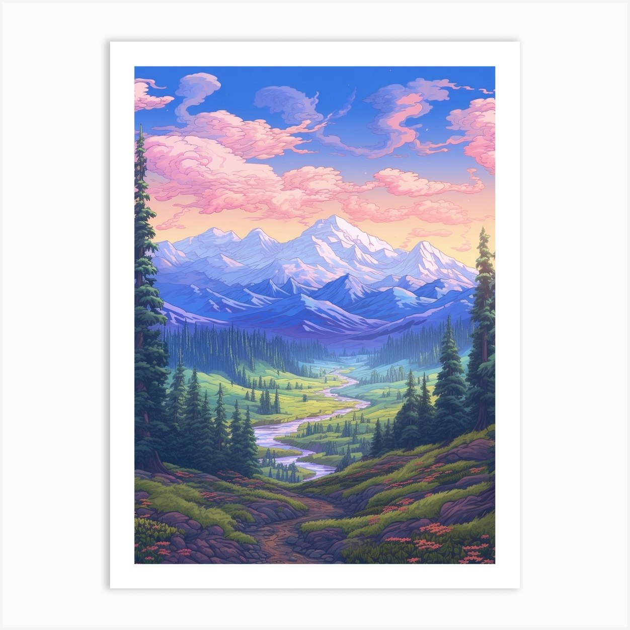 Tundra Landscape Pixel Art 2 Art Print by PixelPerfect - Fy