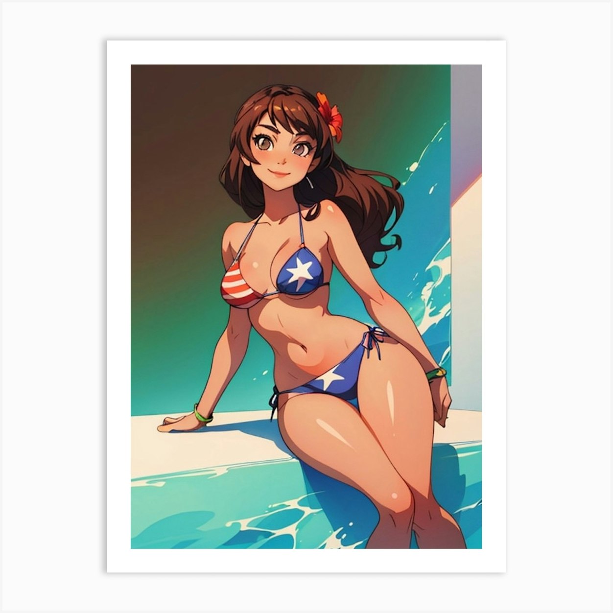 Anime Pinup Art Print By Redbeard19d Fy