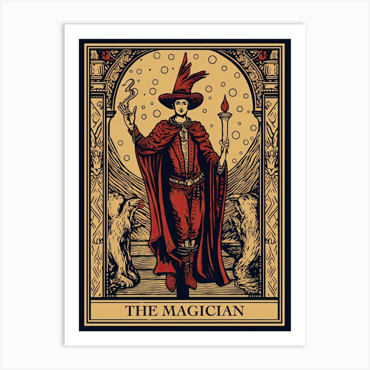 The Magician Tarot Card, Vintage 3 Art Print by Arcane Artistry - Fy