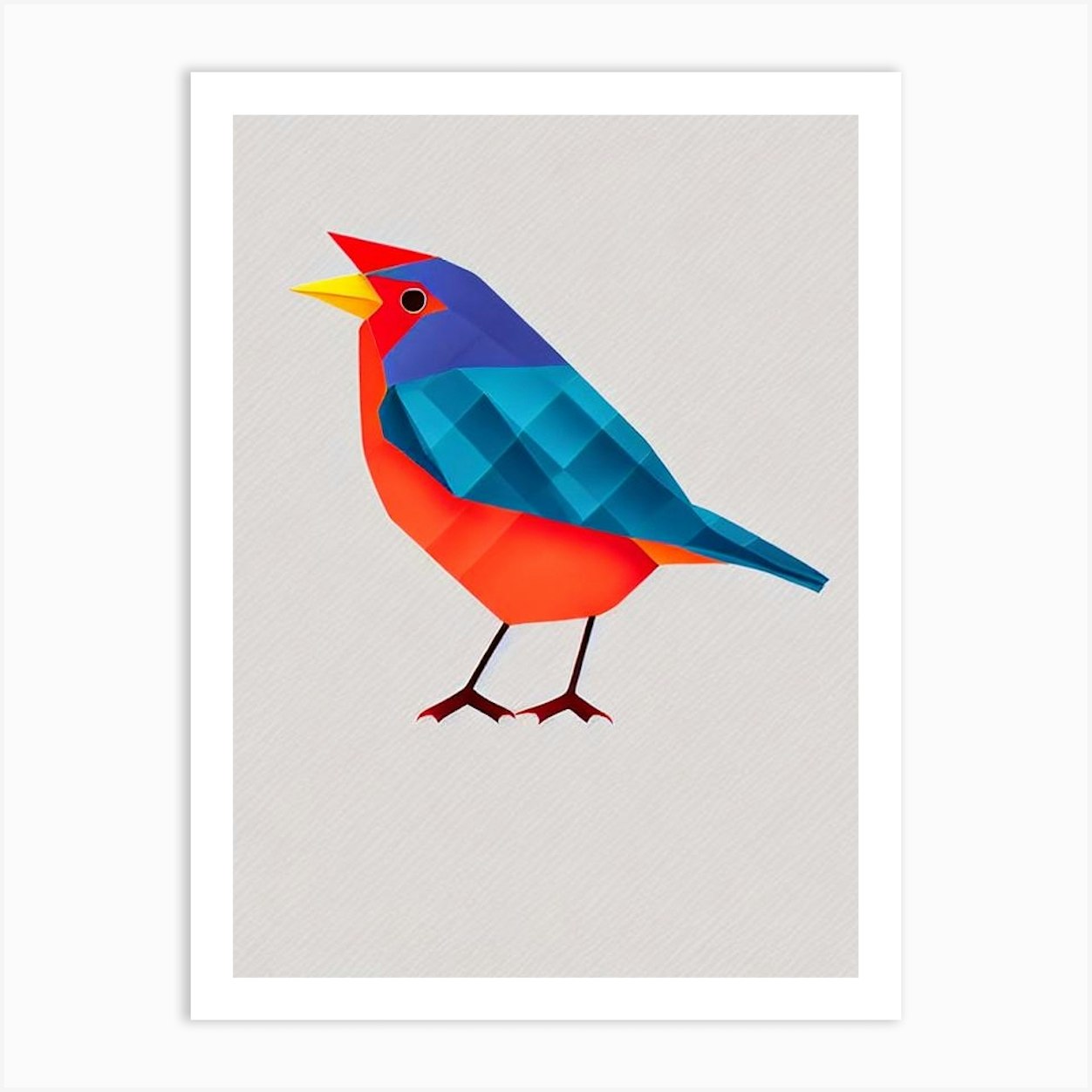 Robin 2 Origami Bird Art Print by Featherline - Fy