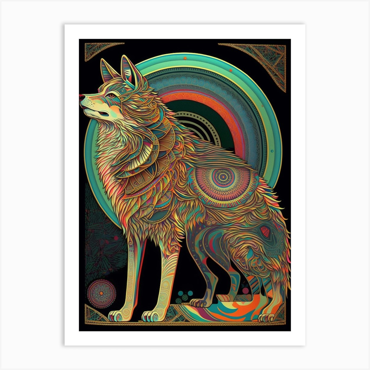 Psychedelic Wolf Art Print by LuckyRonin - Fy