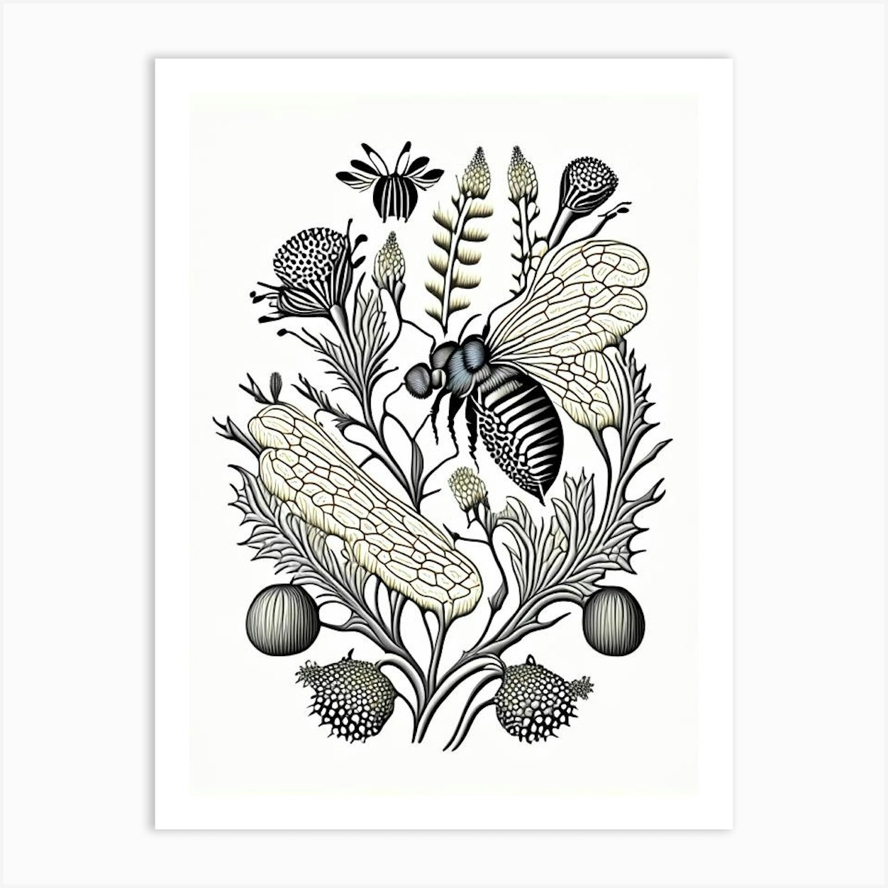 Larva Bees 6 William Morris Style Art Print by The Happy Hive - Fy