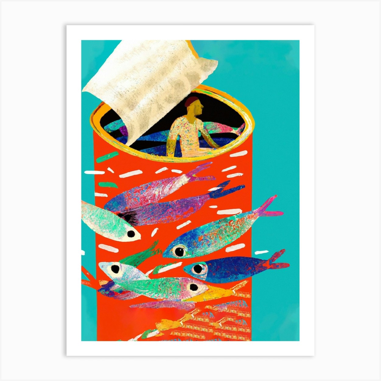 Man Trapped In A Sardines Can Art Print by Mambo Fy