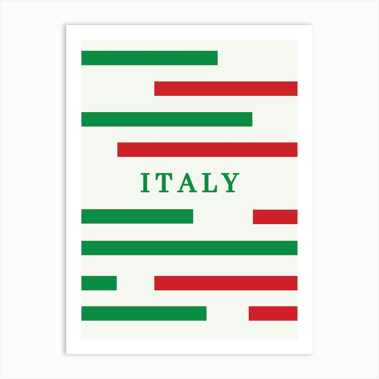 Italy White Red Green Art Print by Scandinavian Design - Fy