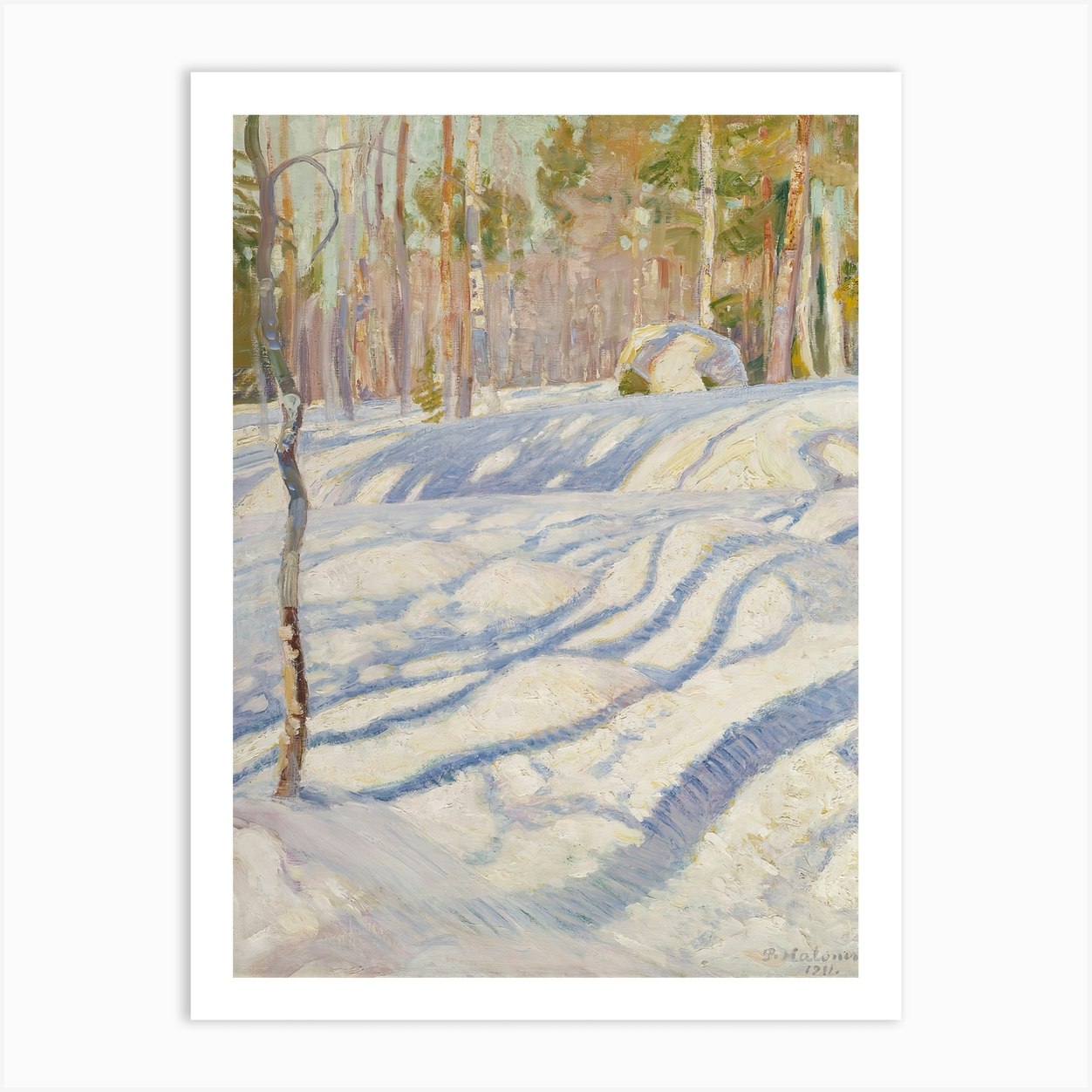 Sunlit Winter Lanscape, (1911), Pekka Halonen Art Print by Fy! Classic ...