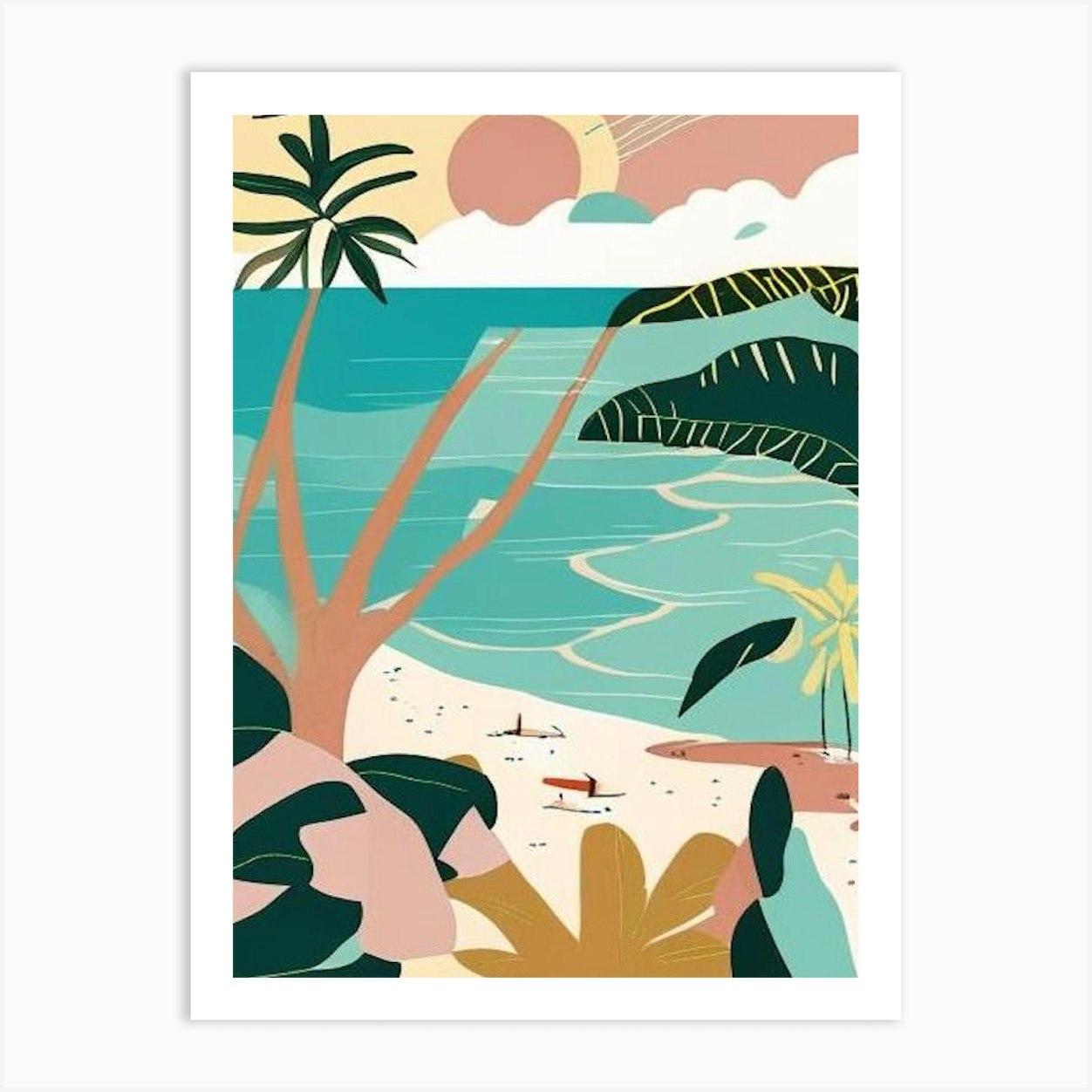 Ile De La Reunion France Muted Pastel Tropical Destination Art Print by ...