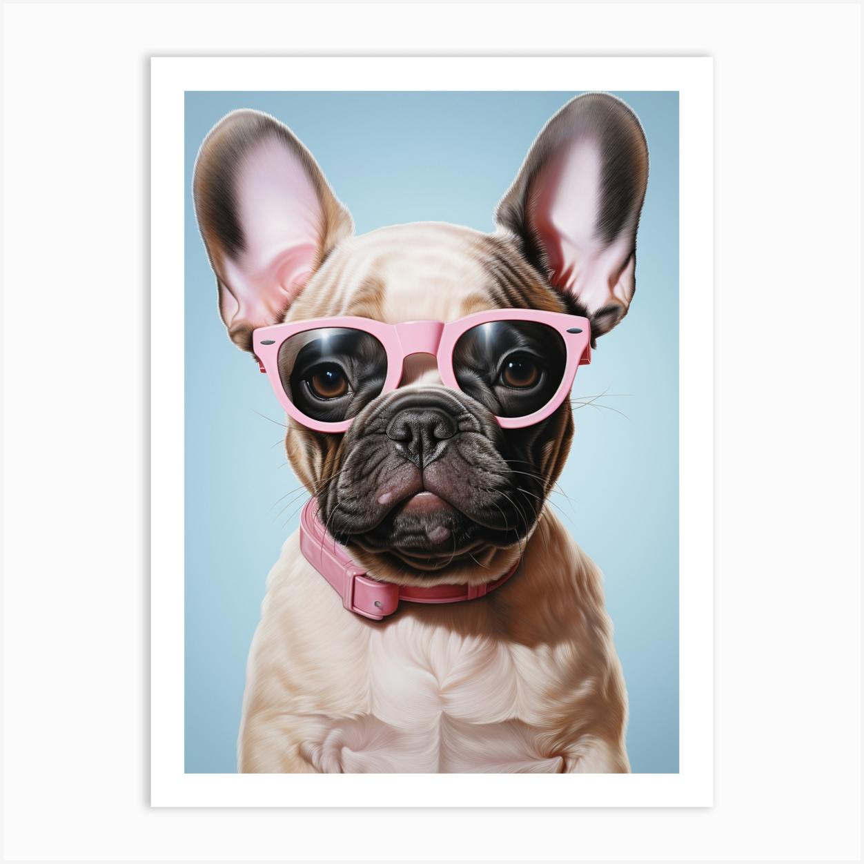 French bulldog with glasses fashion painting