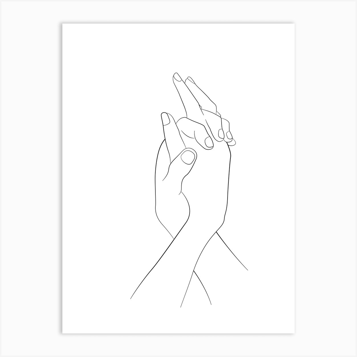 Hands Together Line Art Print by Nouveau Prints - Fy