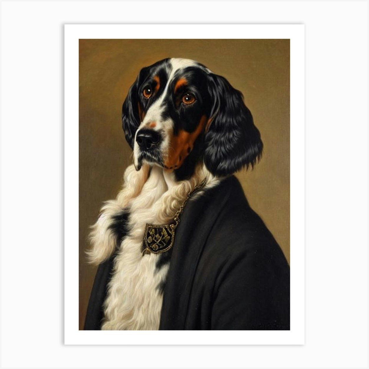 English Setter Renaissance Portrait Oil Painting Art Print by ...