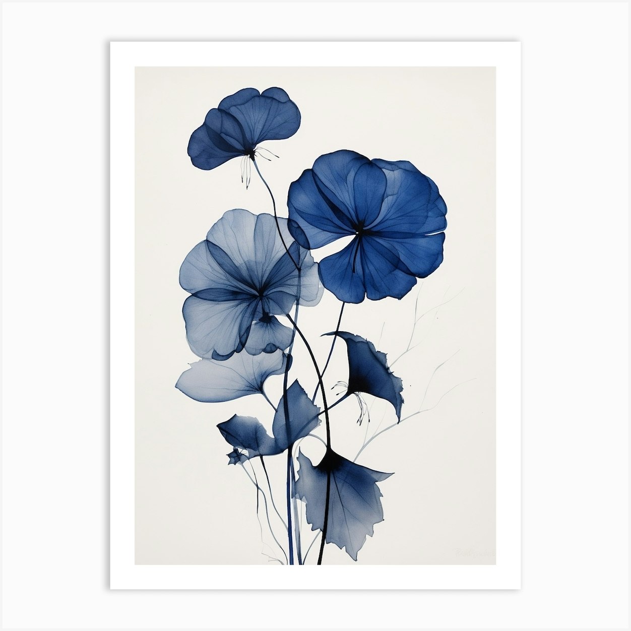 Blue Botanical Moonflower Art Print by Botanic Studio - Fy