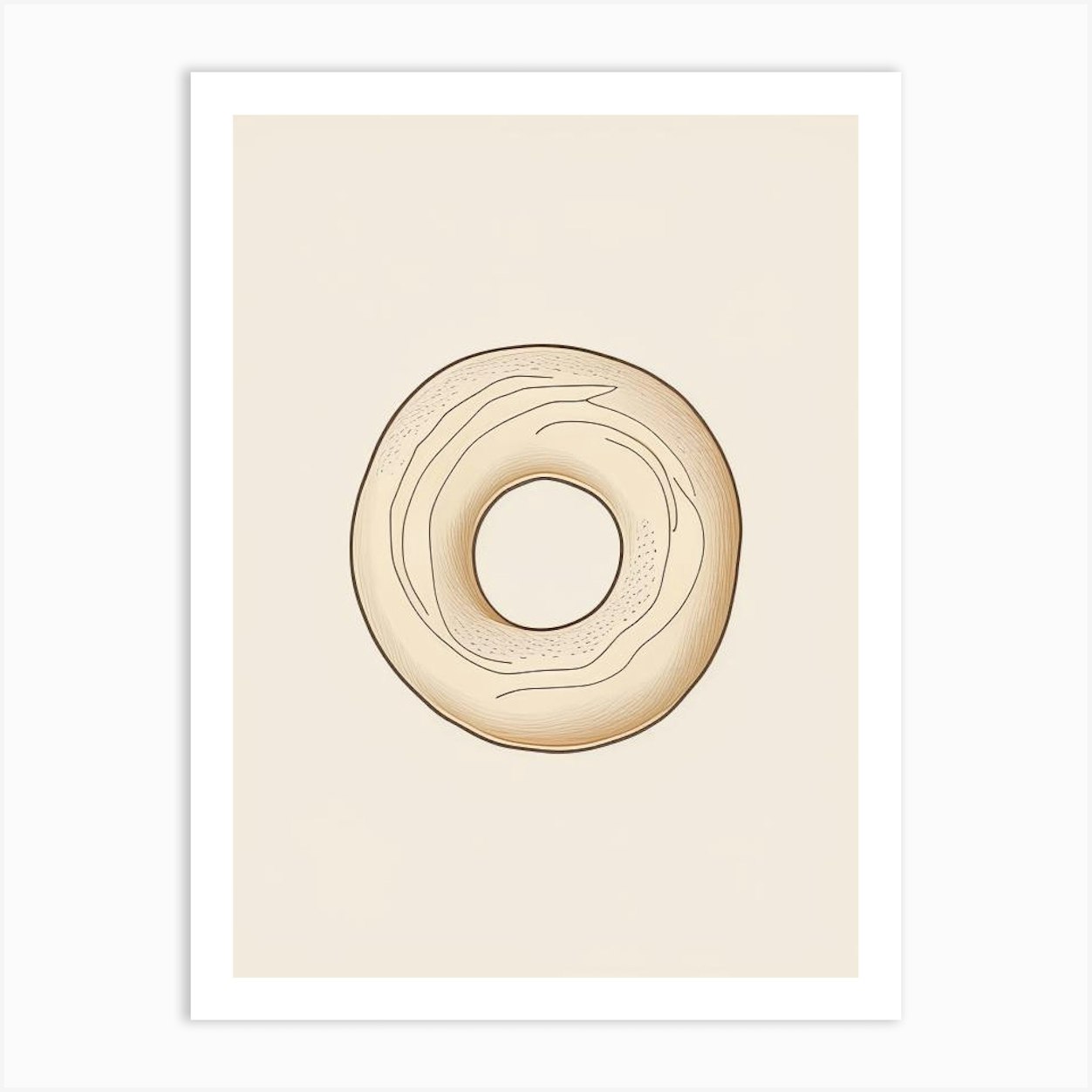 Schmear Bagel Minimalist Line 1 Art Print by Bread & Brushstrokes - Fy