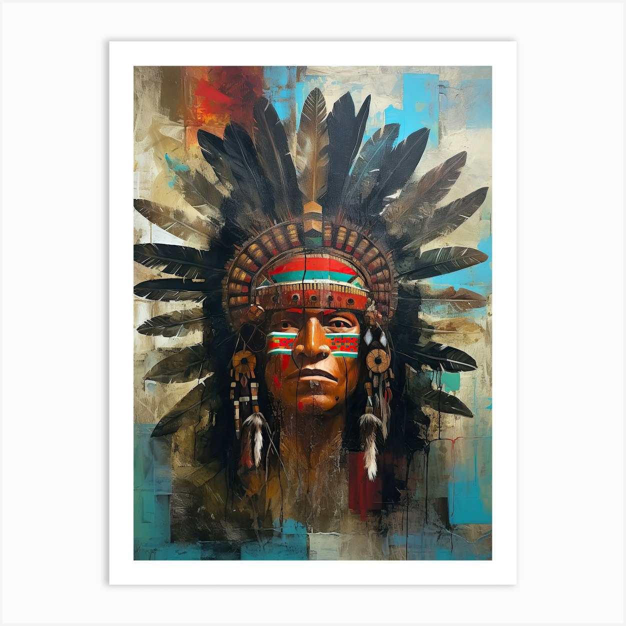 Celestial Echoes: Portraits of Native American Spirit Art Print by Art ...