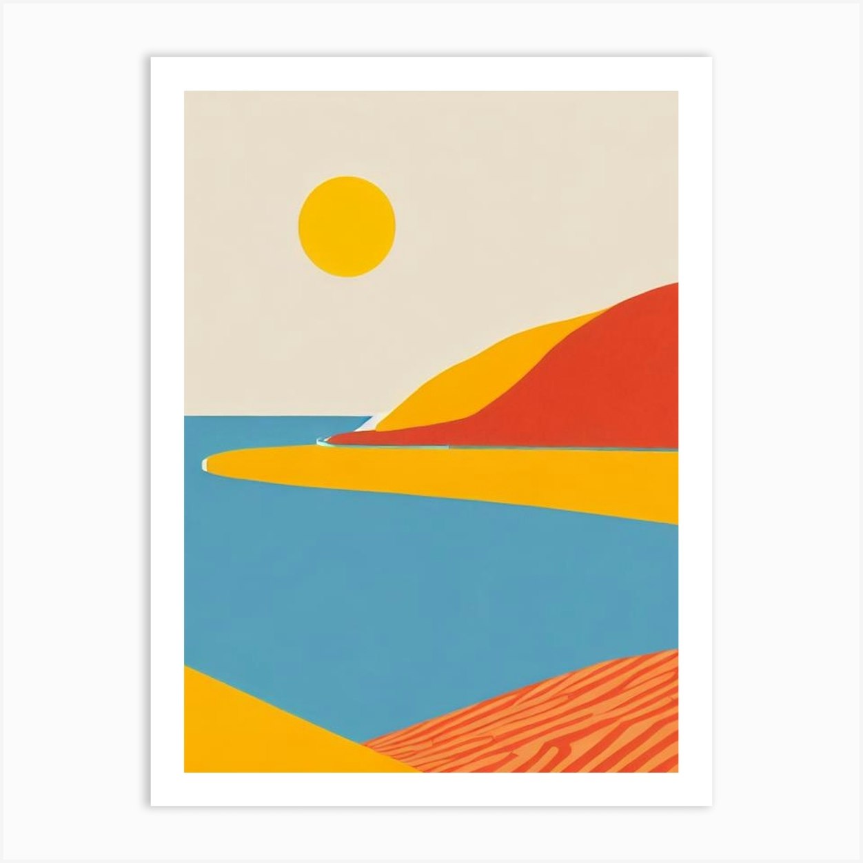 Formby Beach, Merseyside Midcentury Art Print by Seaside Nostalgia - Fy